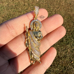 St. Jude Religious Gold Tone Pendant + Steel Rope Chain
