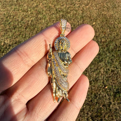 St. Jude Religious Gold Tone Pendant + Steel Rope Chain