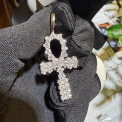 Moissanite Cluster Ankh Pendant
