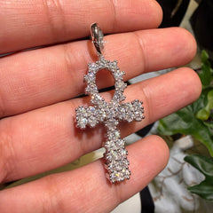 Moissanite Cluster Ankh Pendant