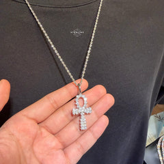 Moissanite Cluster Ankh Pendant