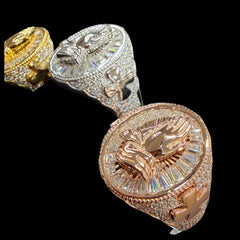 Moissanite Baguette Prayer Hands Cross Ring, Men's 925 Silver Iced Out Hip Hop Ring, Gold Rose Silver