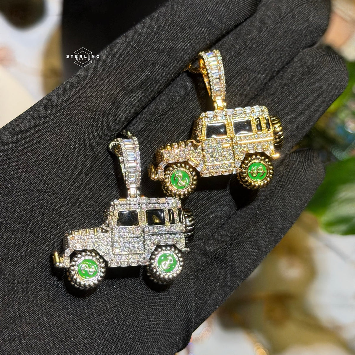 Iced Out Truck Pendant Chain CZ Diamond Hip Hop Necklace Gold or Silver Off Road Car Bling Jewelry