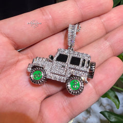 Iced Out Truck Pendant Chain CZ Diamond Hip Hop Necklace Gold or Silver Off Road Car Bling Jewelry