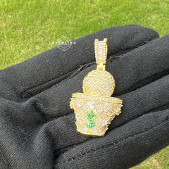 Basketball & Money Iced Out Bling Hip Hop Pendant