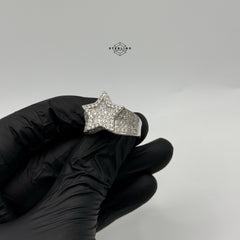 Moissanite Star Ring, 925 Silver Iced Out Mens Hip Hop Ring, GRA Certified VVS D Statement Jewelry Gift