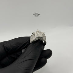 Moissanite Star Ring, 925 Silver Iced Out Mens Hip Hop Ring, GRA Certified VVS D Statement Jewelry Gift