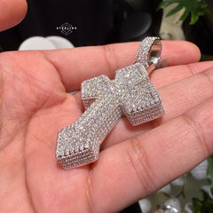 Moissanite Large Cross Pendant Iced Out Sides