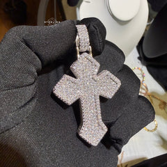 Moissanite Large Cross Pendant Iced Out Sides