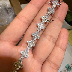 Moissanite Cross Bracelet 8"