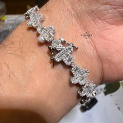 Moissanite Cross Bracelet 8"