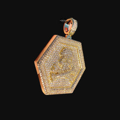 Iced Out Skull & Crossbones Pendant | 14K Gold Plated Pirate Skull CZ Hexagon Medallion Necklace with Free Rope Chain