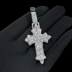 Moissanite Pear Iced Out Cross Pendant