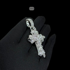 Moissanite Pear Iced Out Cross Pendant