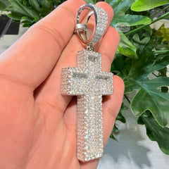 Moissanite 3" 3D Cross Pendant