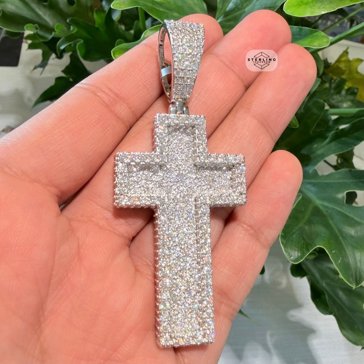 Moissanite 3" 3D Cross Pendant