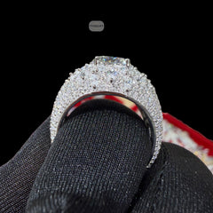 Moissanite Cluster Mens Ring