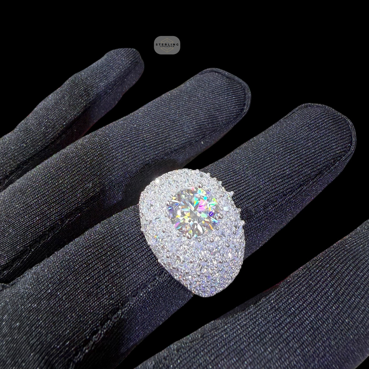 Moissanite Cluster Mens Ring
