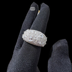 Moissanite Mens Ring, 925 Silver Iced Out Pear Baguette Cluster Ring