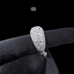 Moissanite Mens Ring, 925 Silver Iced Out Pear Baguette Cluster Ring