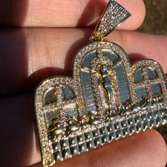 Last Supper Iced Pendant 14k Gold Plated + Steel Rope Chain