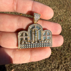 Last Supper Iced Pendant 14k Gold Plated + Steel Rope Chain