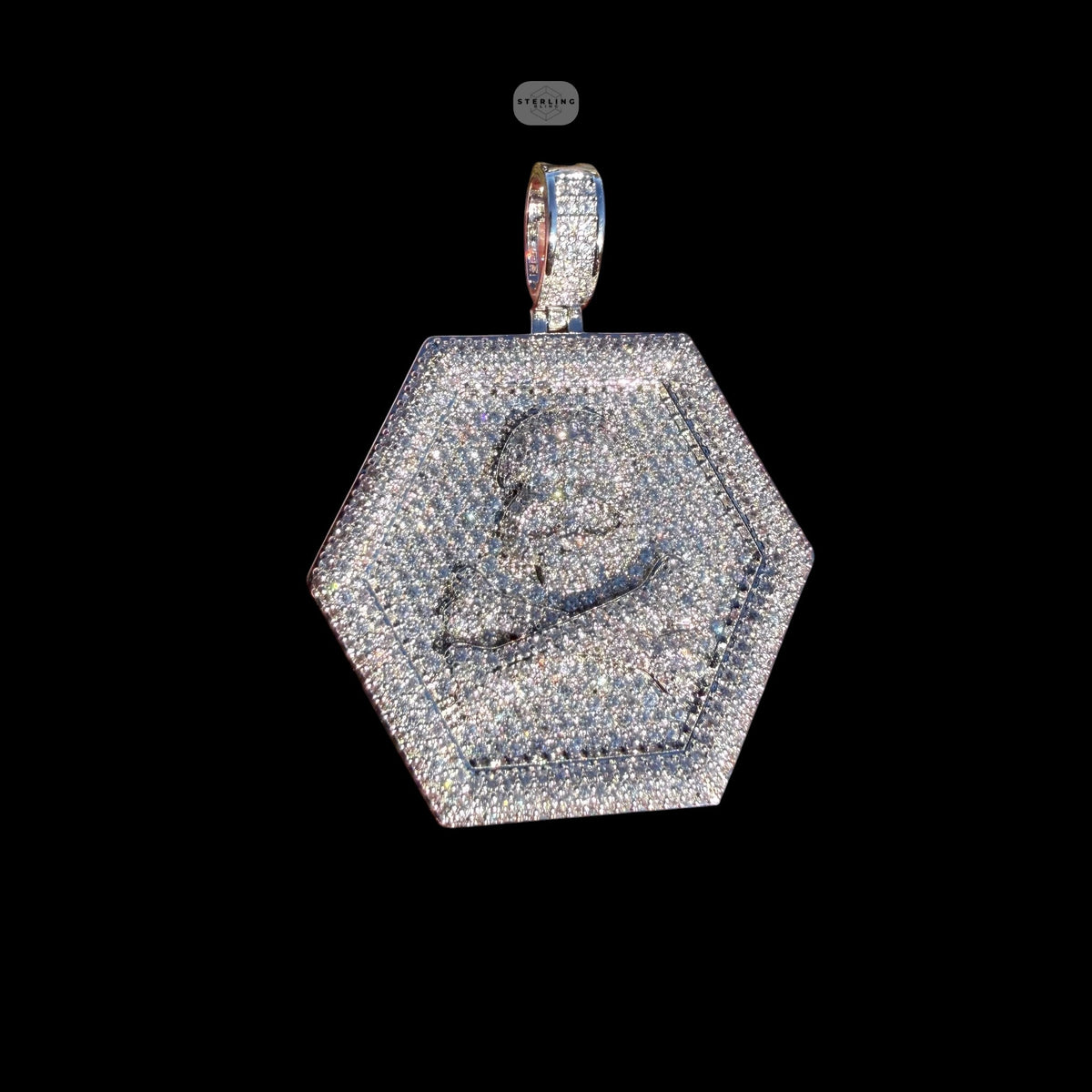 Skull 14k White Gold Plated Iced CZ Pendant + Steel Rope Chain