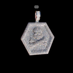 Skull 14k White Gold Plated Iced CZ Pendant + Steel Rope Chain