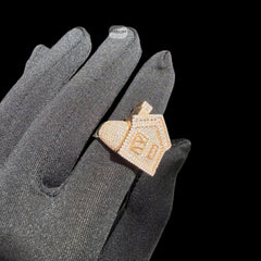 Moissanite Trap House Ring, Rose Gold 925 Silver Size 9