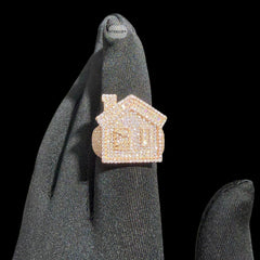 Moissanite Trap House Ring, Rose Gold 925 Silver Size 9