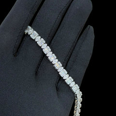 7mm Moissanite Emerald Cut Marquise Tennis Bracelet 7 Inch, 925 Silver Ladies Iced Out Bracelet