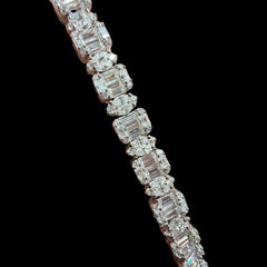 7mm Moissanite Emerald Cut Marquise Tennis Bracelet 7 Inch, 925 Silver Ladies Iced Out Bracelet
