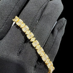 7mm Moissanite Emerald Cut Marquise Tennis Bracelet 7 Inch, 14k Gold 925 Silver Ladies Iced Out Bracelet (Copy)