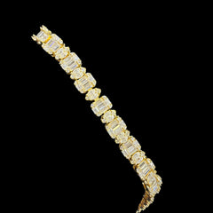 7mm Moissanite Emerald Cut Marquise Tennis Bracelet 7 Inch, 14k Gold 925 Silver Ladies Iced Out Bracelet (Copy)