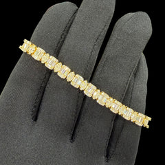7mm Moissanite Emerald Cut Marquise Tennis Bracelet 7 Inch, 14k Gold 925 Silver Ladies Iced Out Bracelet (Copy)