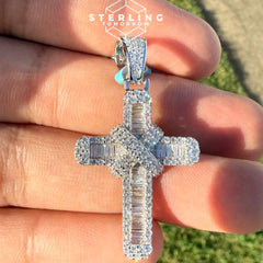Moissanite Cross with Ribbon 1.5" Pendant