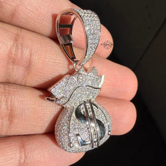 Moissanite Moneybag Iced Pendant