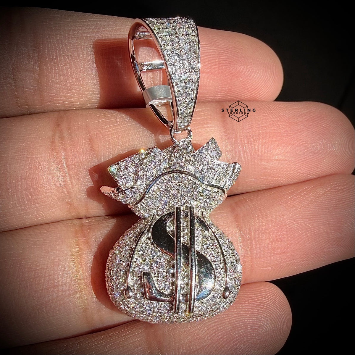 Moissanite Moneybag Iced Pendant