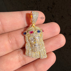 Moissanite Jesus 14k Gold Over Silver Color Crown Pendant