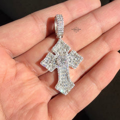 Moissanite Baguette Center Stone Cross