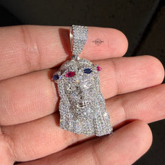 Moissanite Jesus Color Crown Pendant