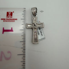 Moissanite Cross Pendant Baguette Iced Out Hip Hop Necklace Diamond Tester Pass GRA Certified 925 Sterling Silver Cross Charm