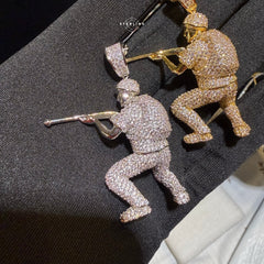 Iced Out Soldier Pendant + Rope Chain