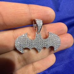 Moissanite Bat Shape Iced Pendant + Steel Rope Chain