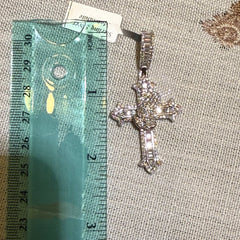 Moissanite Cross Prayer Hands Iced Pendant + Steel Rope Chain