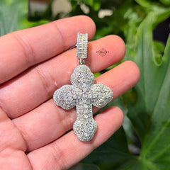 Moissanite Multi Stone Cross Pendant + Rope Chain