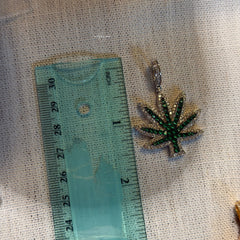 Iced Out Green Marijuana Pendant
