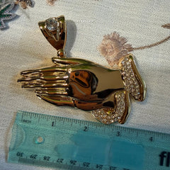 XL Gold Prayer Hands Pendant