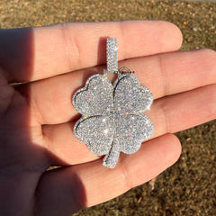Shamrock 925 Sterling Silver CZ Pendant + Steel Rope Chain