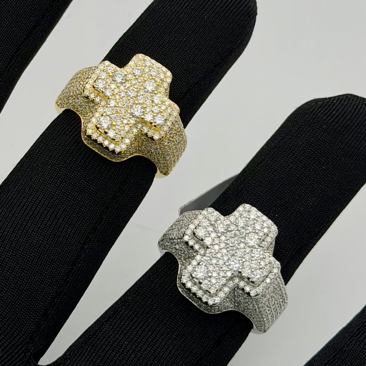 Moissanite Mosaic Set Cross Ring Size 9